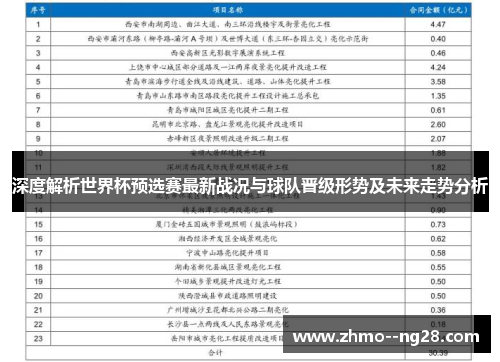 深度解析世界杯预选赛最新战况与球队晋级形势及未来走势分析 深度解析世界杯预选赛最新战况与球队晋级形势及未来走势分析